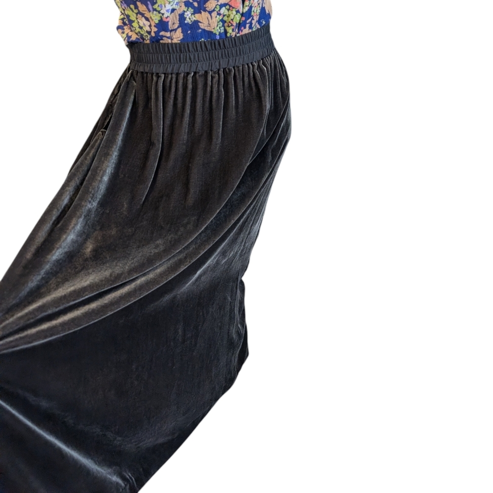 Poetry Women's Gray Velvet Silk Blend Midi Skirt elastic waist NWT Sz 14 - Picture 7 of 13